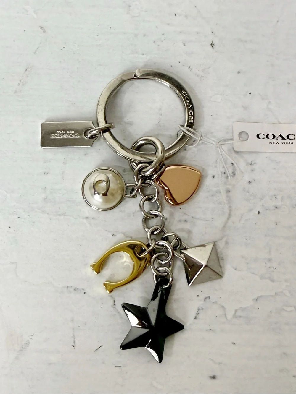 STARDUST STUDS MULTIMIX BAG CHARM COACH F21397 SILVER/MULTI NWT